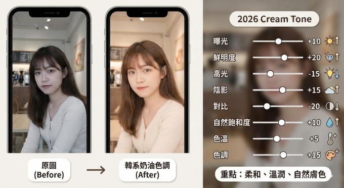 iPhone 調色韓系 溫柔奶油肌質感