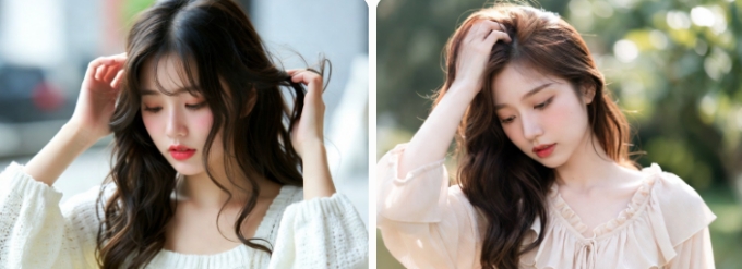 自然拍照姿勢女生隨性撥髮示意