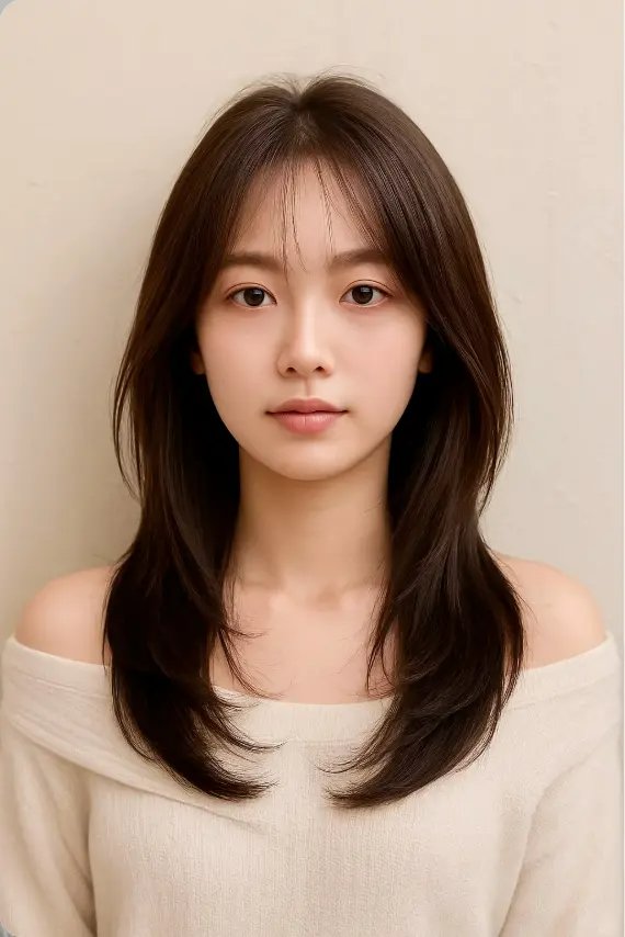 不用整理的髮型女生推薦 - 空氣瀏海中長直髮