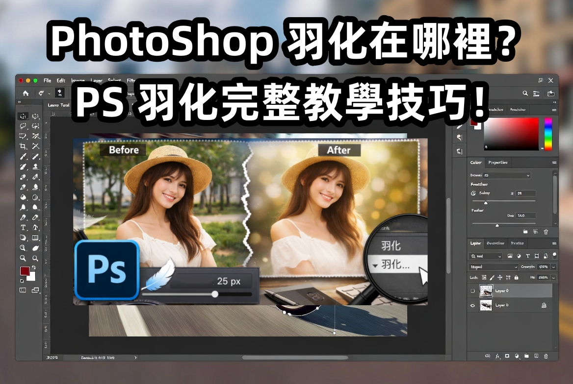 Photoshop 羽化效果示意圖