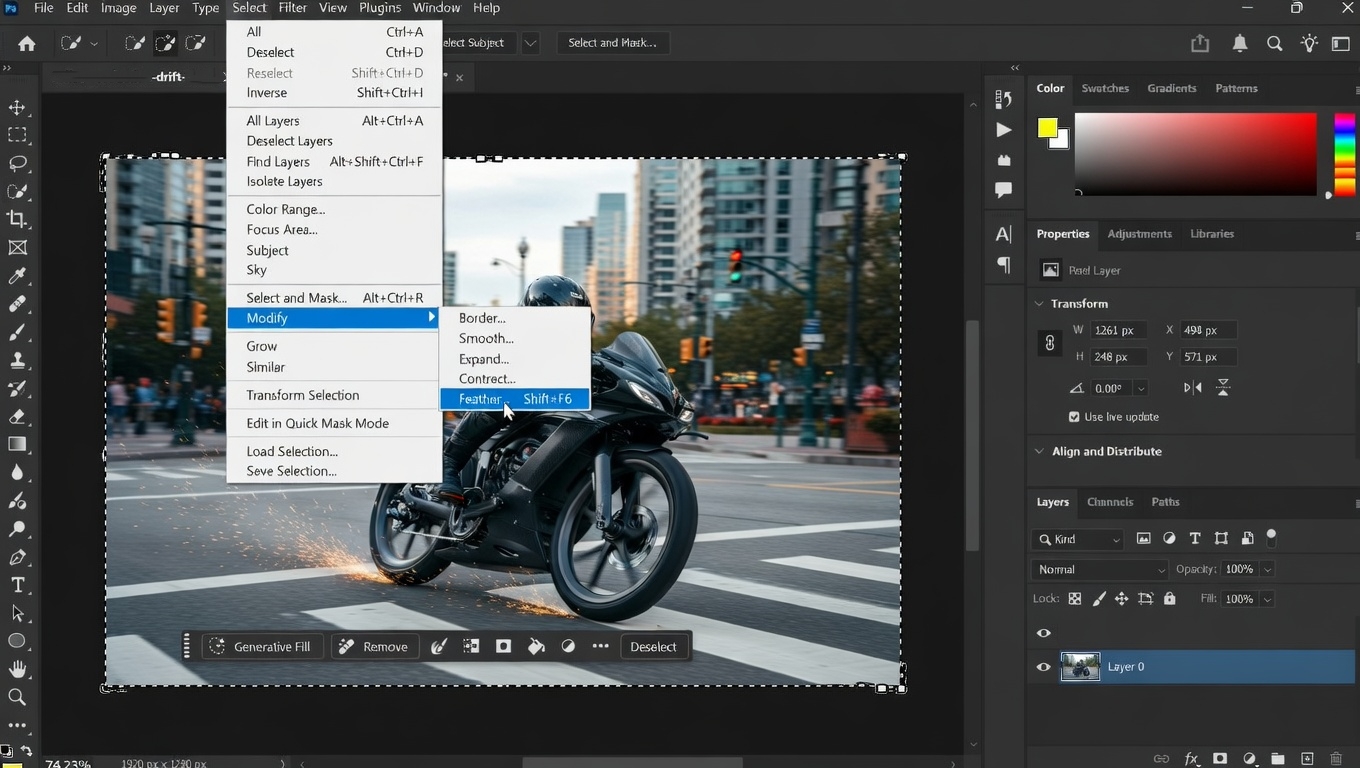 Photoshop 羽化快捷鍵與選單位置