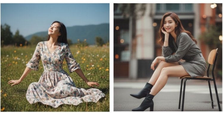 坐著拍照姿勢女生托腮思考示意