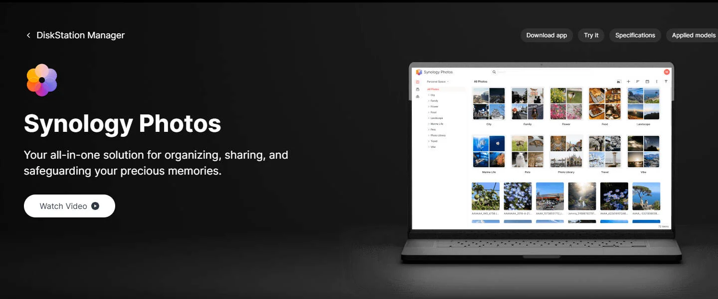 synology photos相簿軟體管理介面,展示iPhone照片自動備份設定