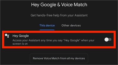 Google 語音助理關閉