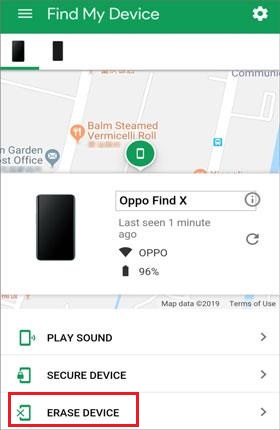 Google「尋找我的裝置」將 OPPO 恢復原廠設定