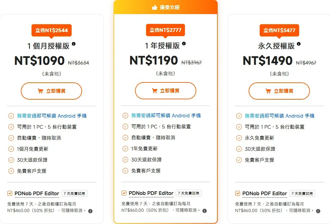 4uKey for Android 要錢嗎？Windows 與 Mac 終身授權費用對比