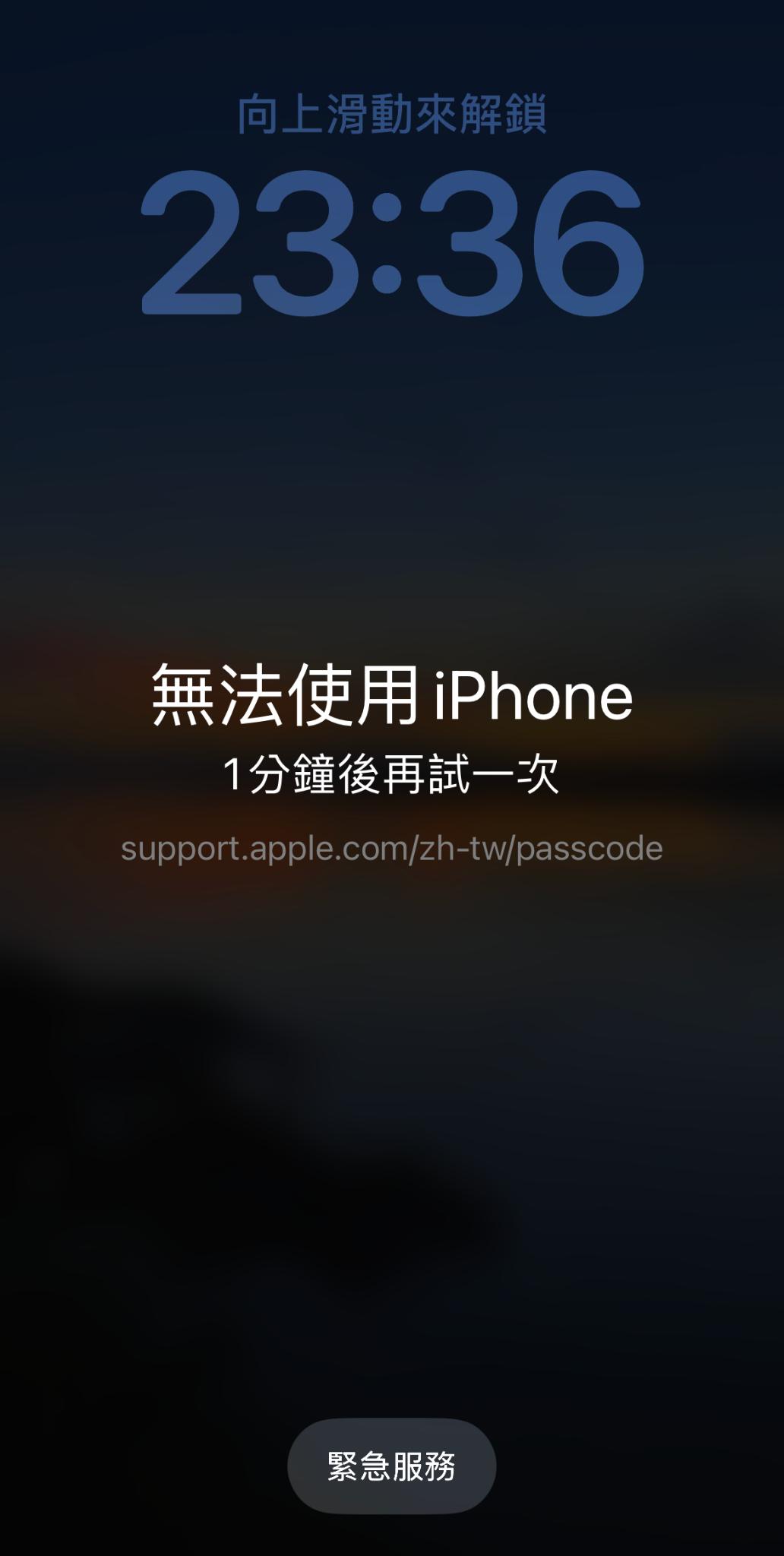 出現「無法使用 iPhone」或「已停用 iPhone 」界面